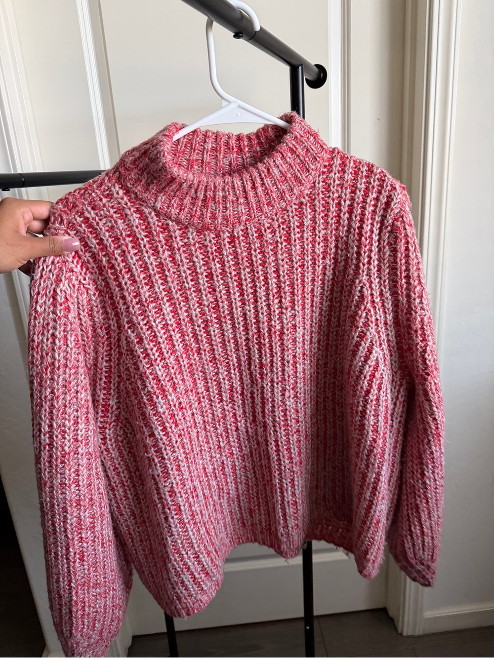 bp Pink and Cream Marled Turtleneck Sweater